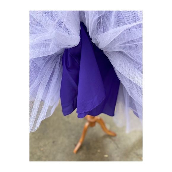 1980s Prom Dress Sweetheart Neck Beaded Bodice Tulle Layered Skirt Fit & Flare - Picture 8 of 14